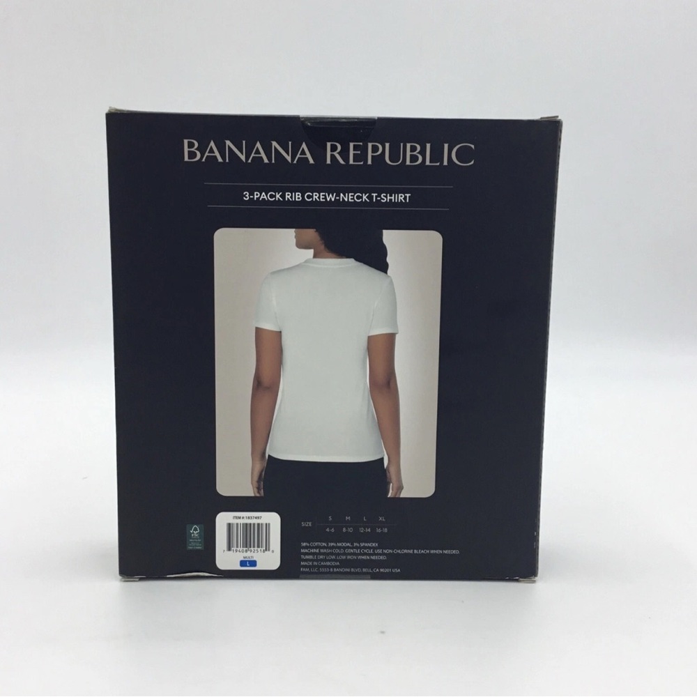 Banana Republic women’s Crew-Neck T-Shirt 3-Pack - White, Gray, Black - Picture 5 of 5